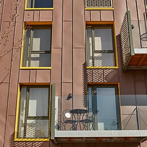 Windows and a balcony in a modern building 