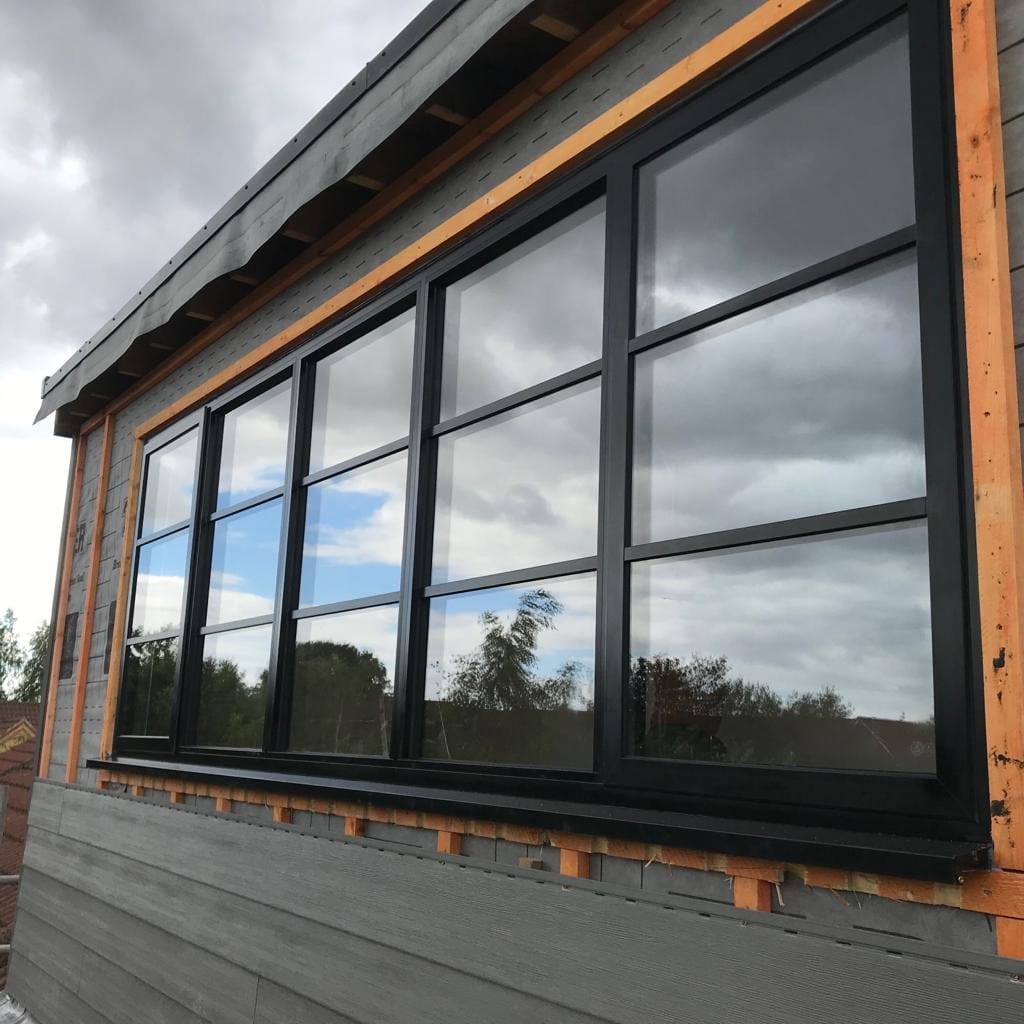 Home facade with crittal window style close up